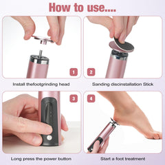 Foleto cabezas intercambiables para remover callos y limar uñas con higiene.