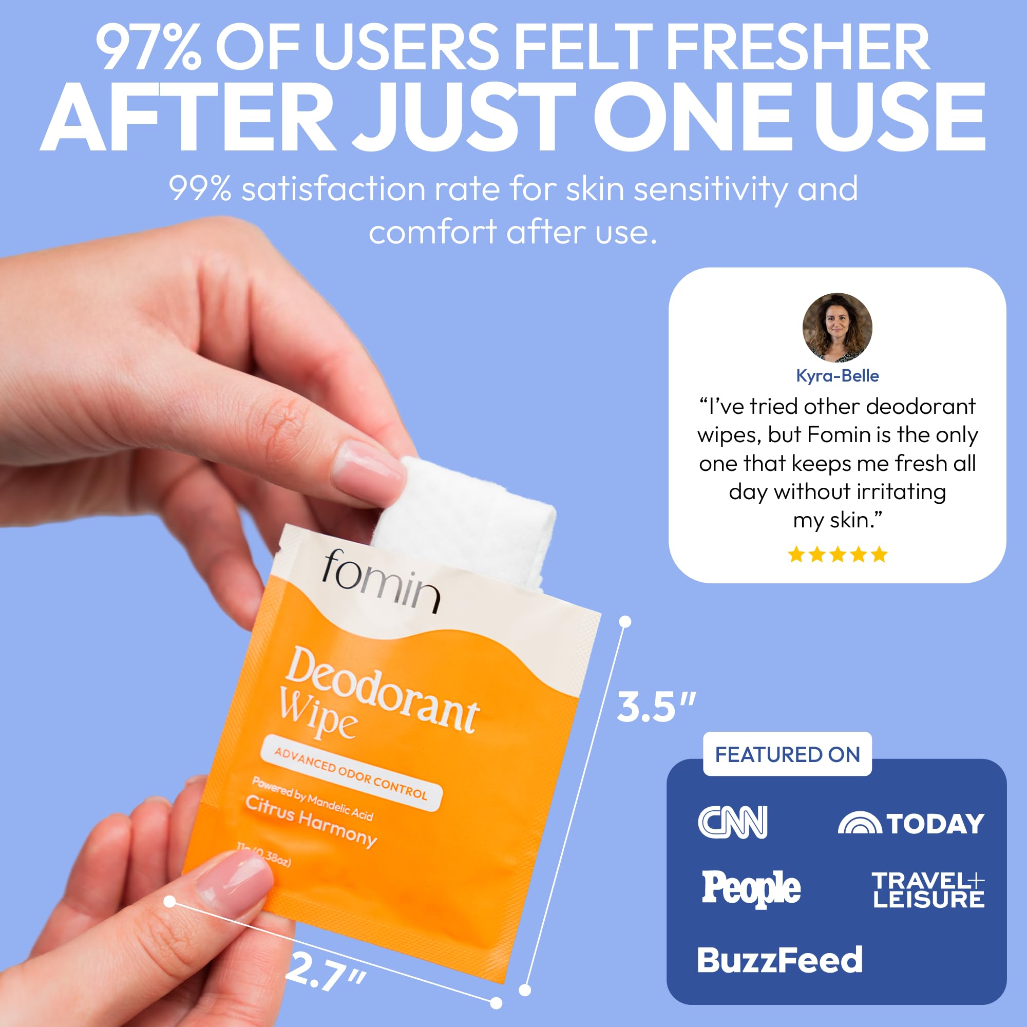 FOMIN mini wipes open-packet design for easy access.