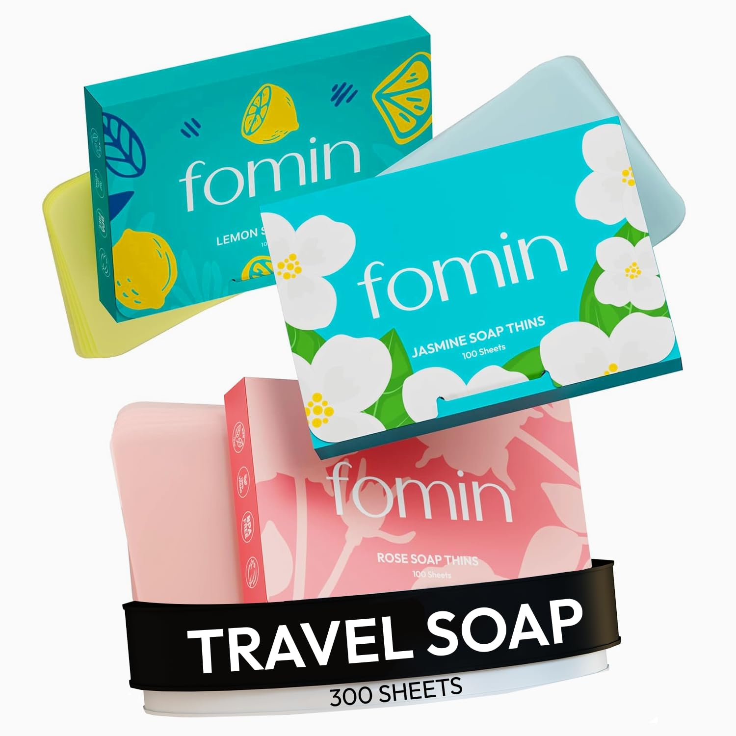 FOMIN feuilles savon antibactérien rose pour lavage rapide en voyage
