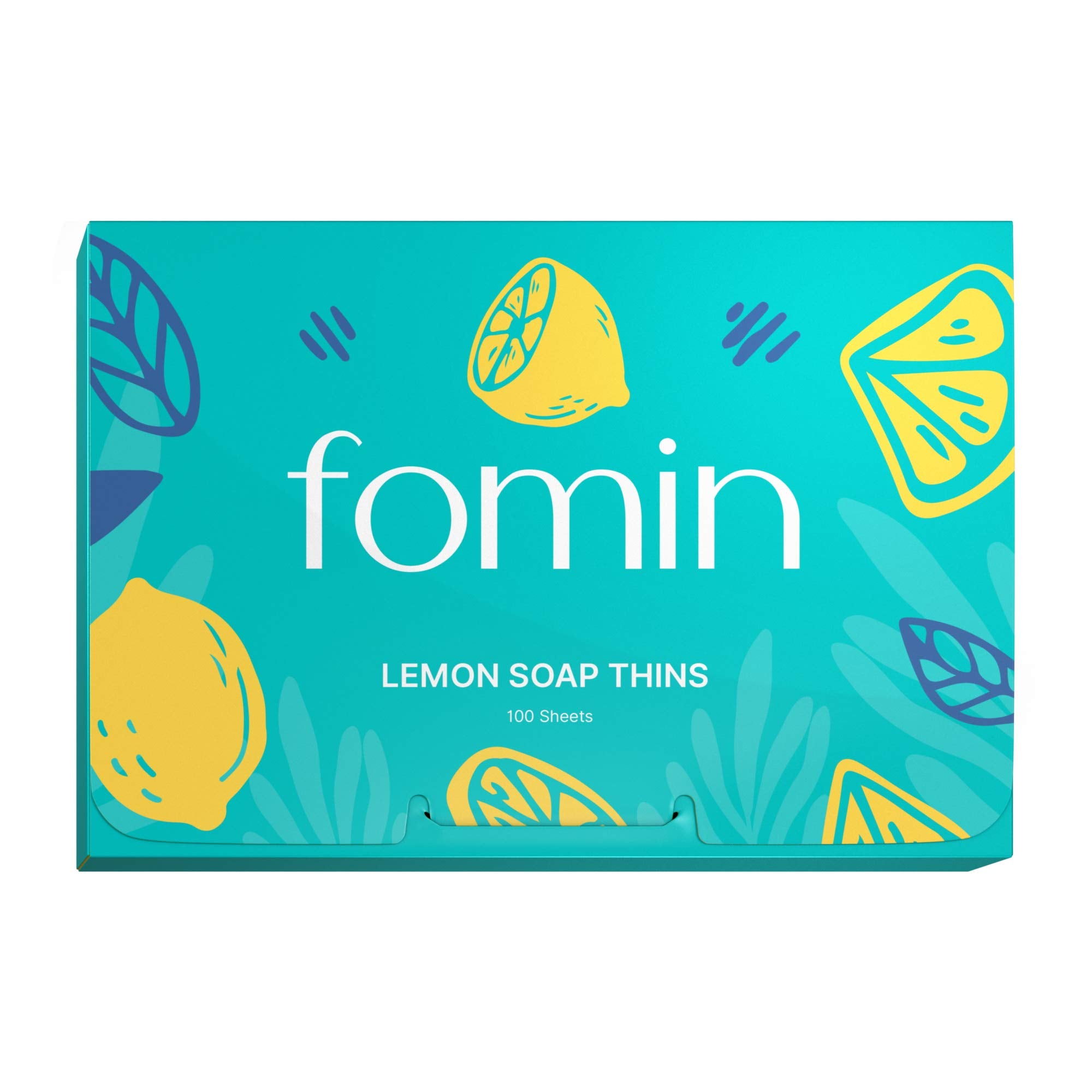 Hojas de jabón FOMIN en papel limón, 100 hojas para higiene rápida en viajes.