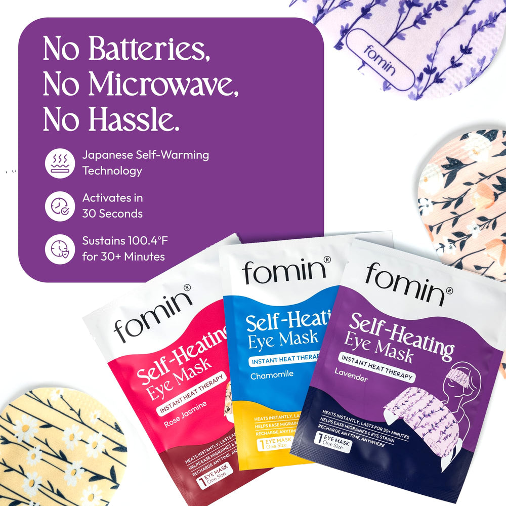 FOMIN mascarilla ocular portátil, uso cómodo para dormir o viajar sin cables.