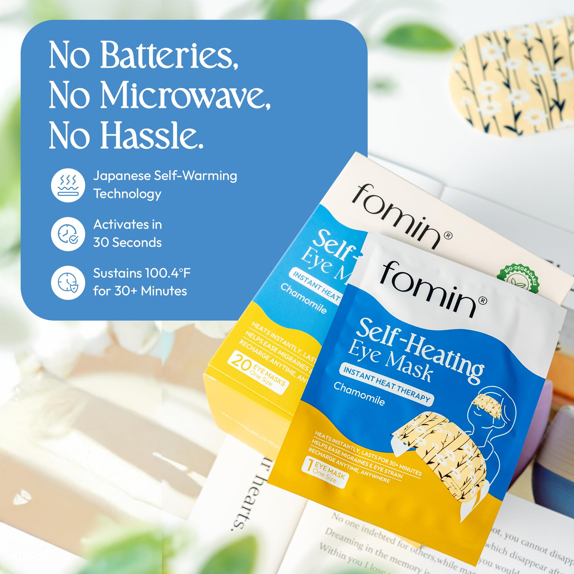 FOMIN paquete de 20 mascarillas desechables, ideal para viaje y descanso.