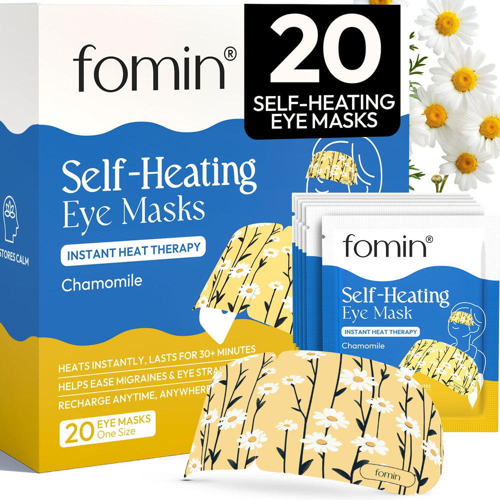 FOMIN mascarilla térmica para ojos con manzanilla, alivio relajante para ojos cansados.