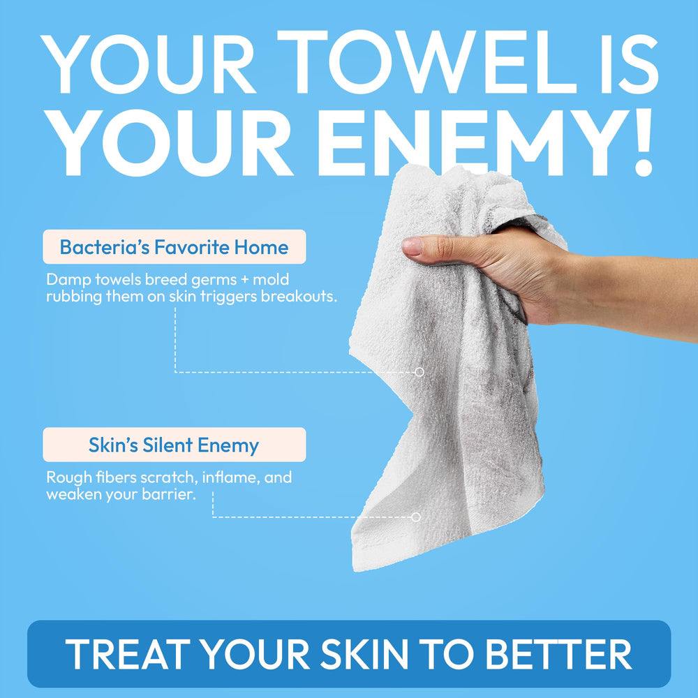 FOMIN toalla facial XL desechable multiuso para maquillaje, secado y viaje.