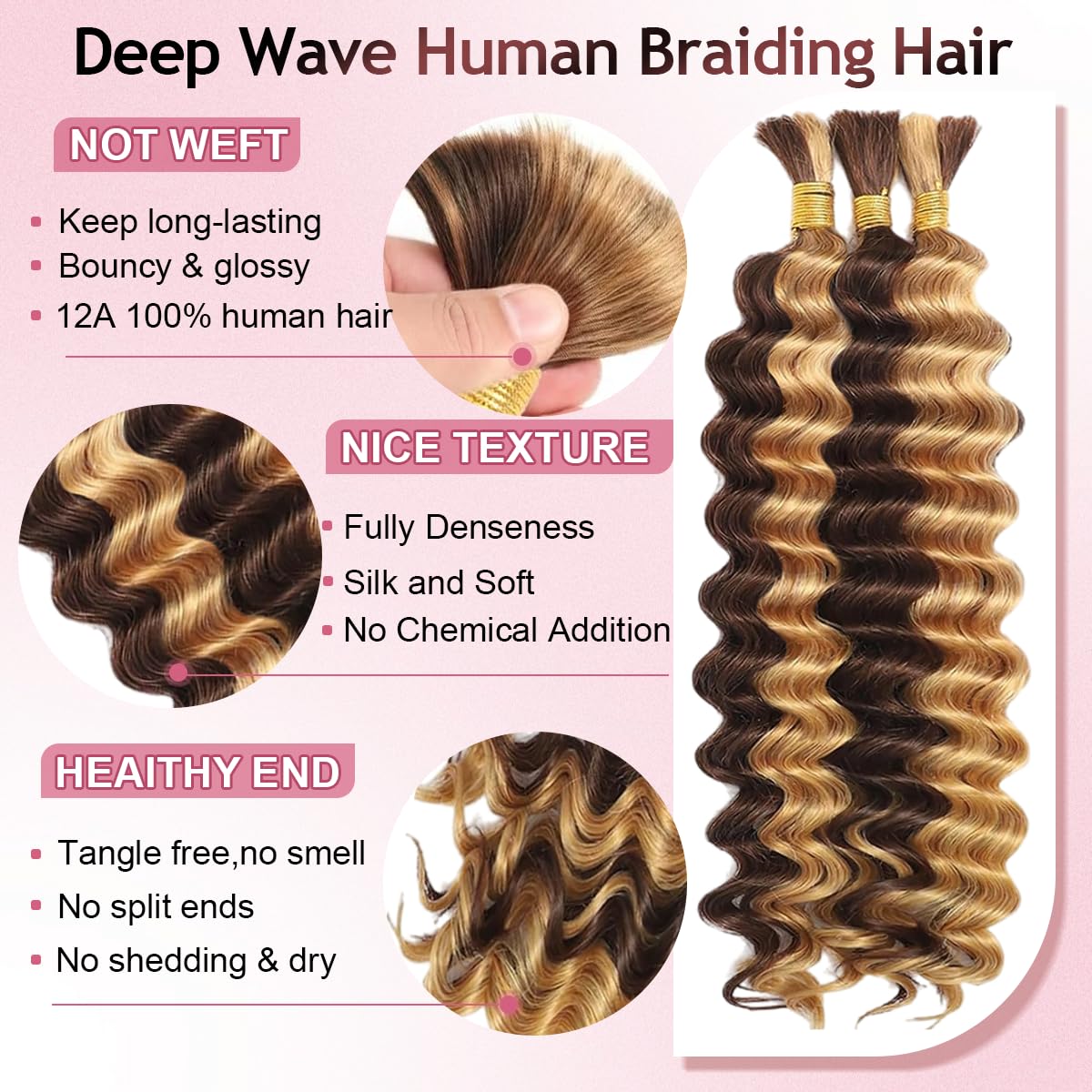 Pelo FONFUNY rizado húmedo y ondulado en color 4/27 para trenzas