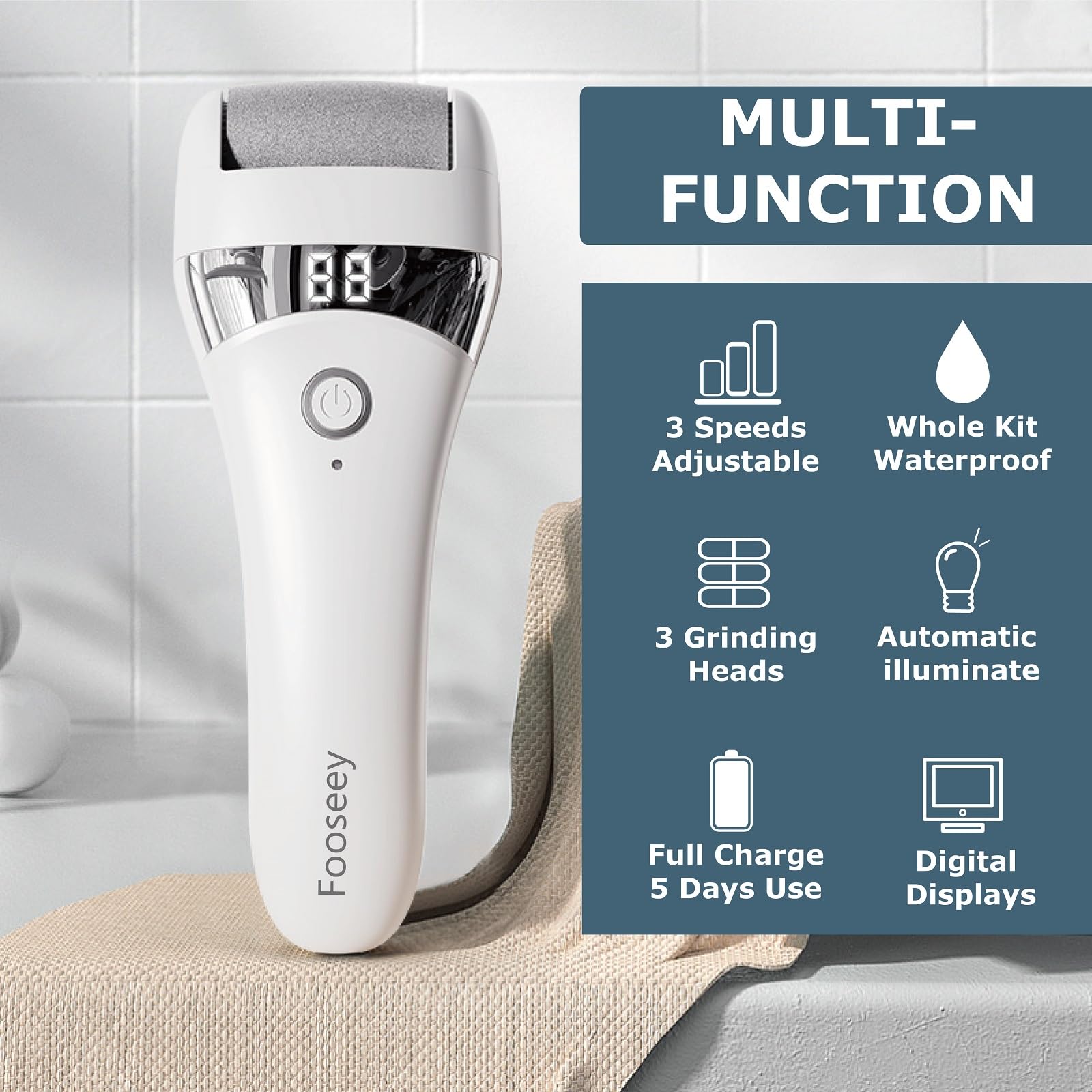 Fooseey exfoliador de pies, cabeza-tercera para pieles muy ásperas.