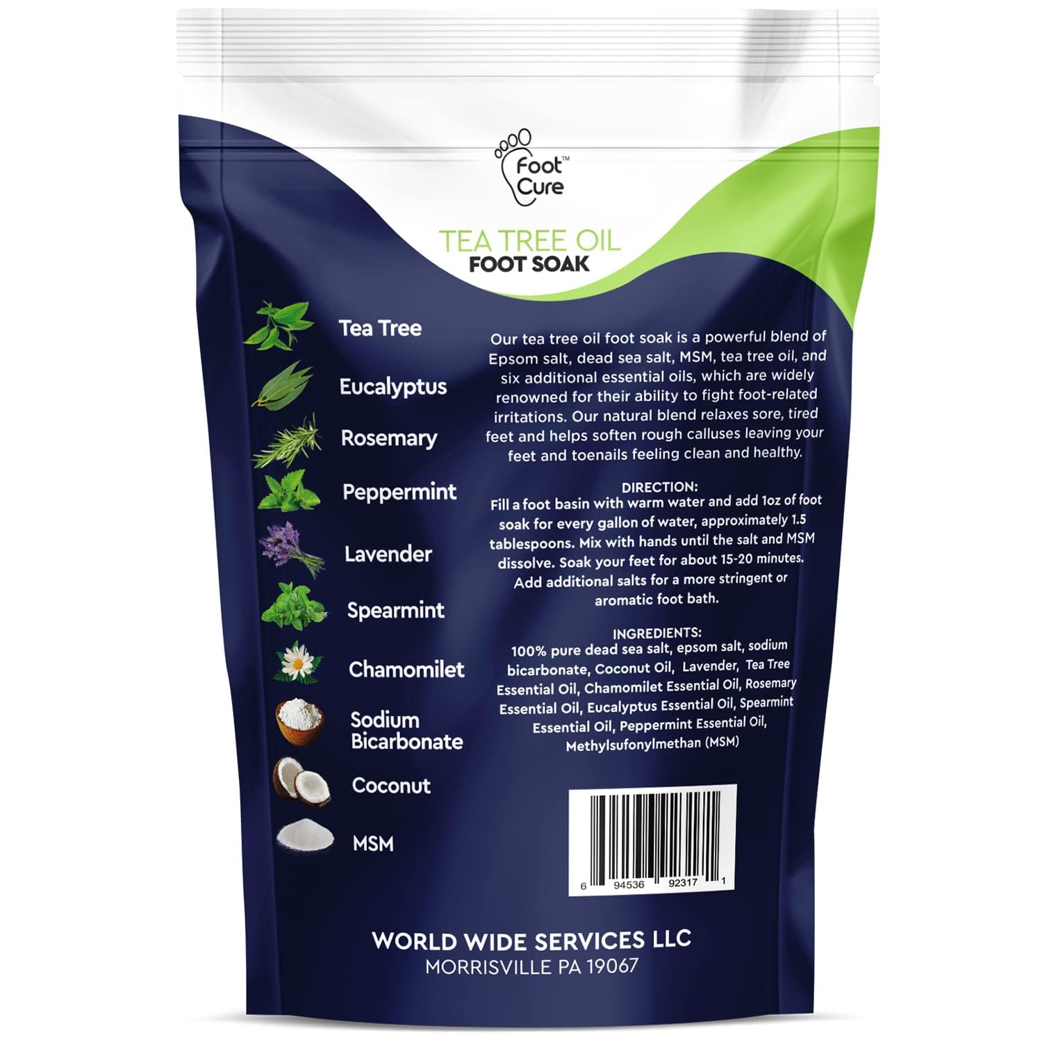 Foot Cure Baño de pies con árbol de té para suavizar callos.