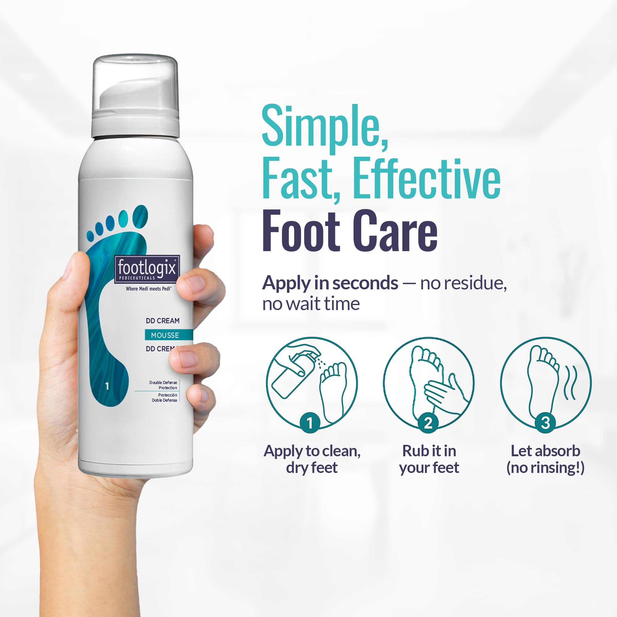 Footlogix DD Cream Mousse para uso nocturno, cuidado suave durante la noche.
