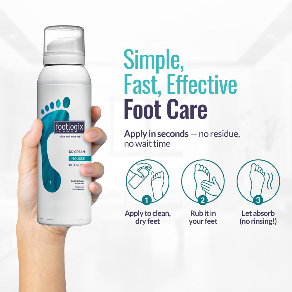 Footlogix DD Cream Mousse para uso nocturno, cuidado suave durante la noche.