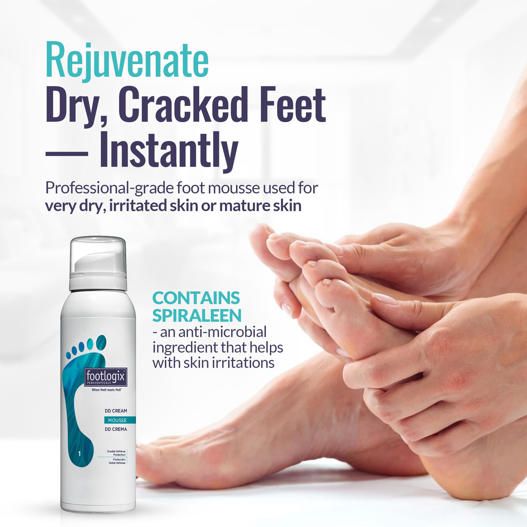 Footlogix DD Cream Mousse con urea y spiraleen para piel revitalizada.