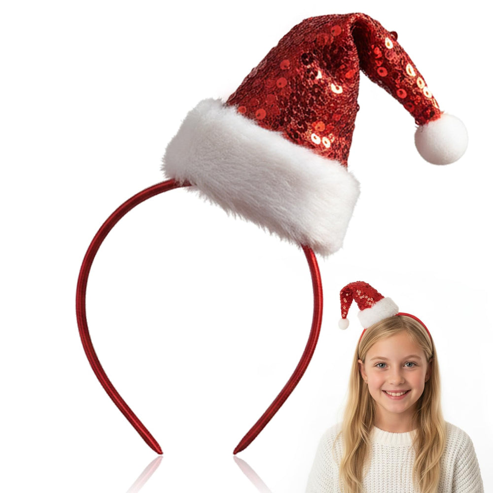 ForBaysy diadema Santa con lentejuelas rojas, ideal para fiestas navideñas y deslumbrar
