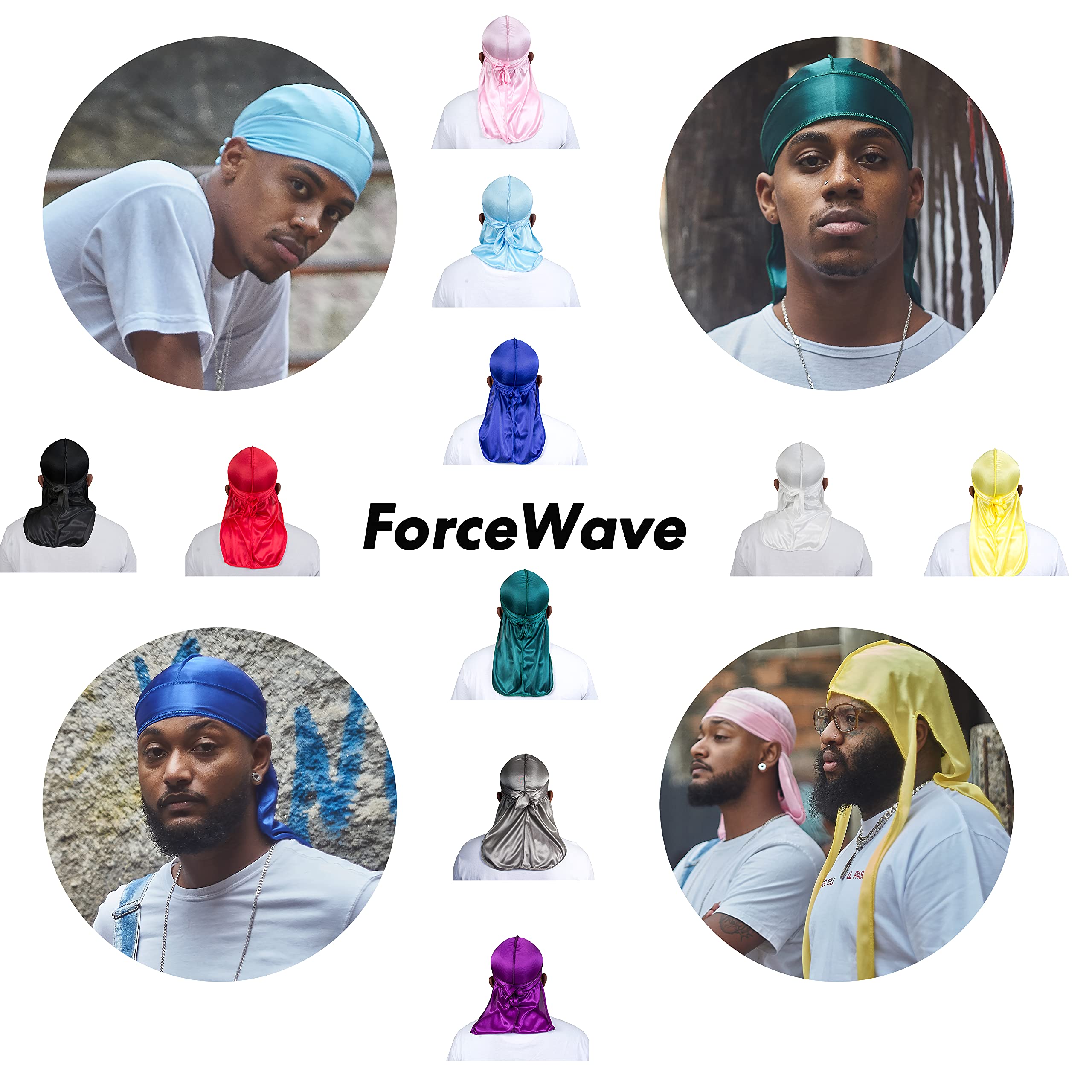 ForceWave durag con cola larga de 43 pulgadas, ajuste seguro y cómodo.