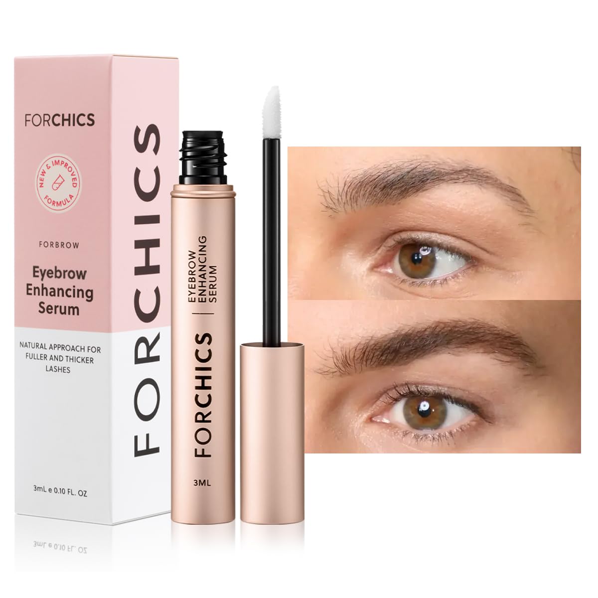 Forchics sérum crecimiento de cejas en botella, ideal para iniciar la rutina diaria.