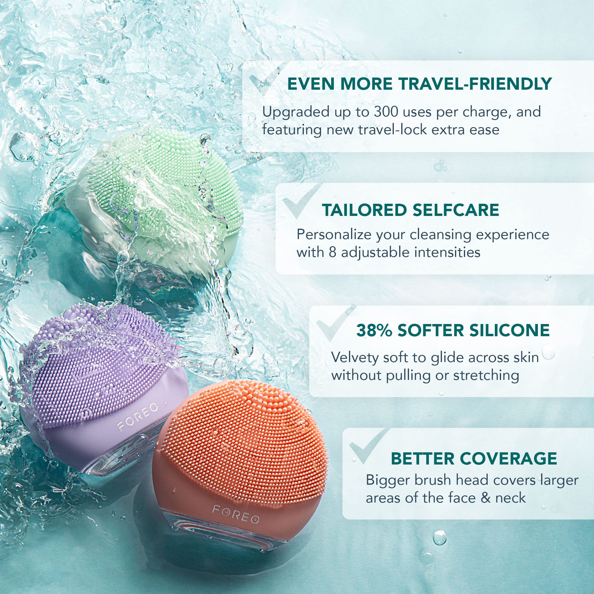 FOREO Luna 4 go compact design supports easy on-the-go skincare routines.