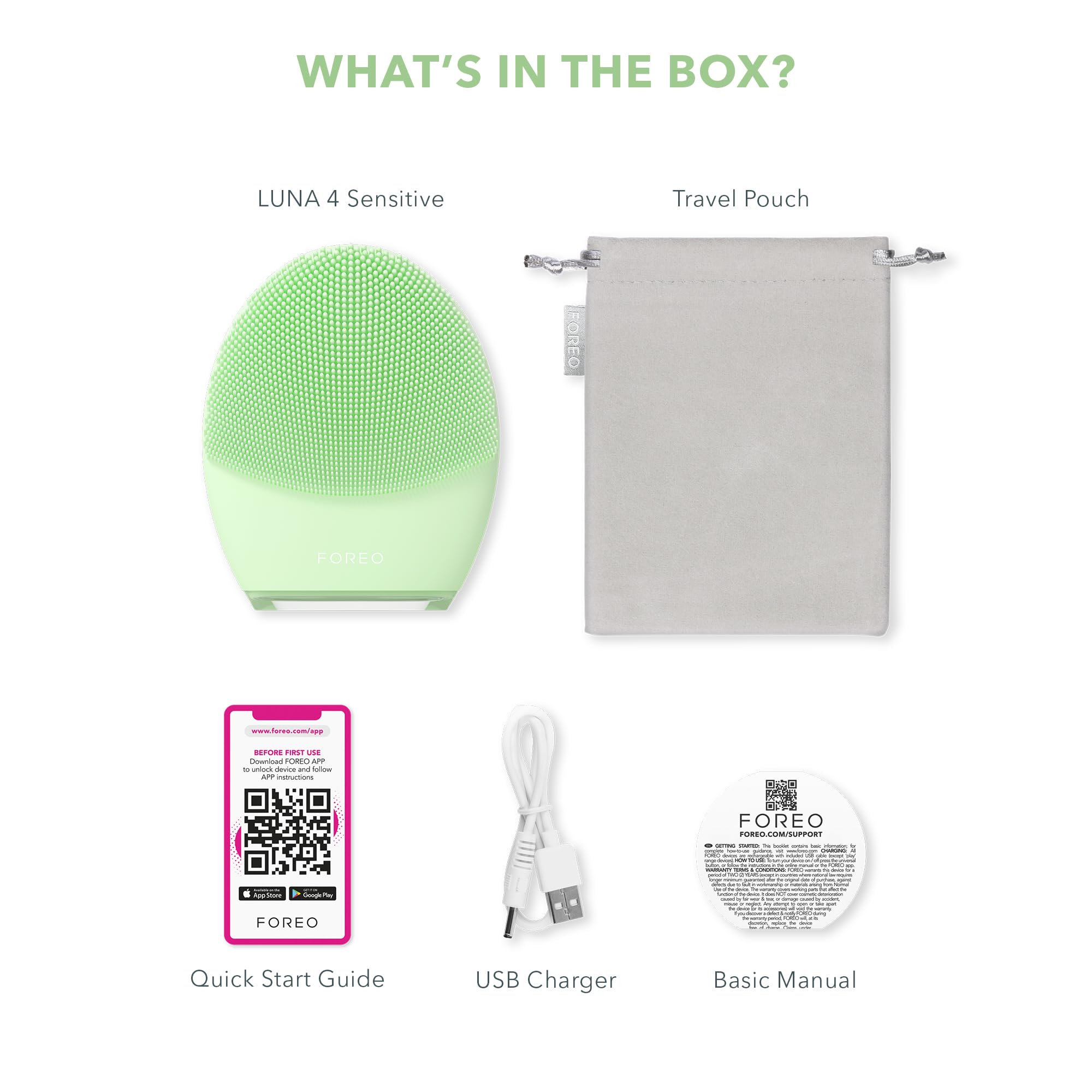 FOREO LUNA 4, uso rápido de 60 segundos para iniciar la rutina diaria.