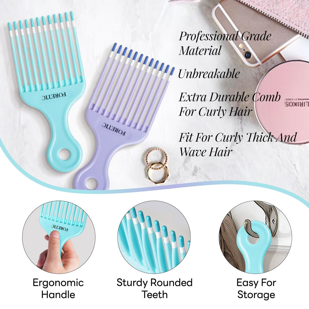 Foretic acabado texturado de dientes azul, ideal para rizos apretados