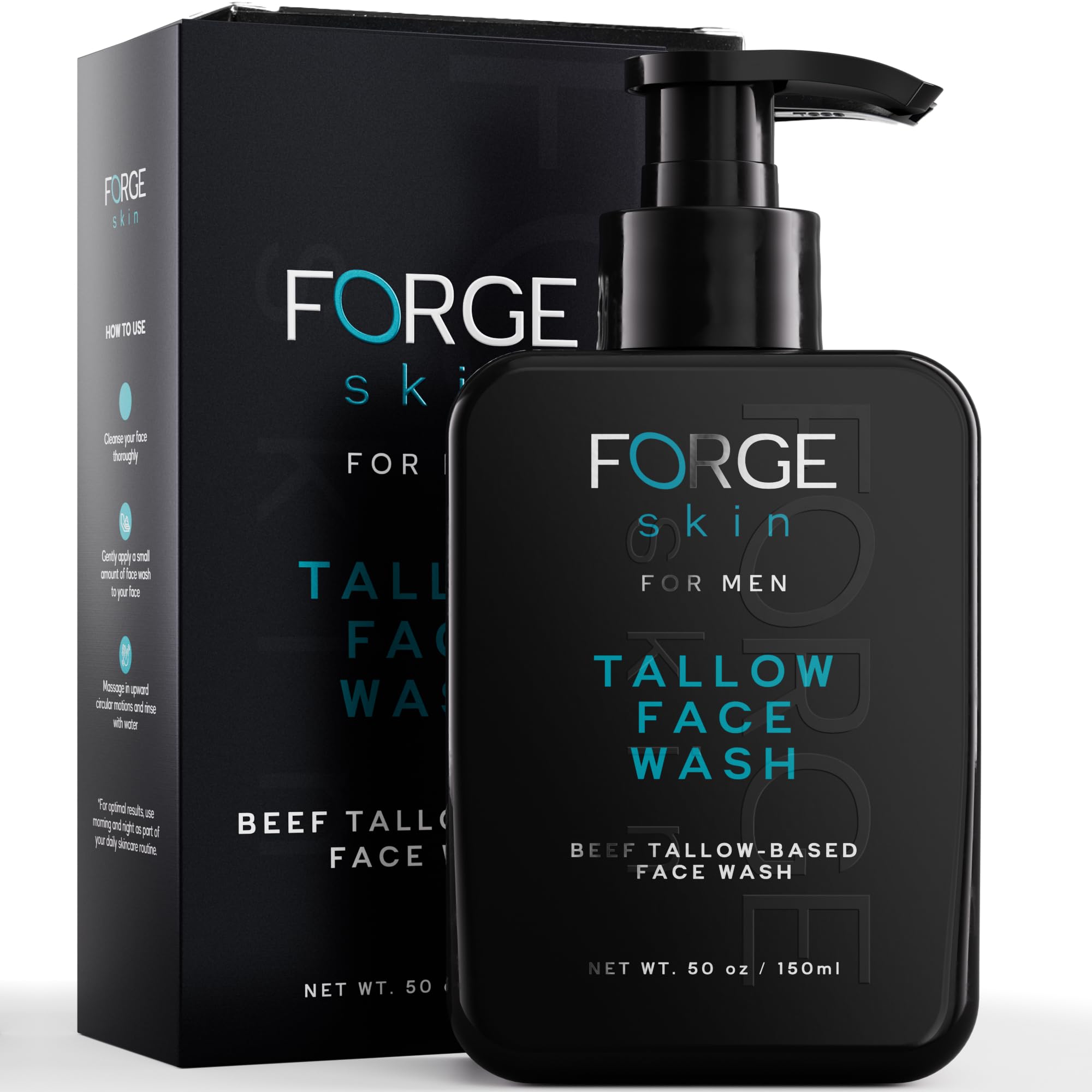 Forge Skin: bouteille-nettoyant-visage au suif de boeuf, nettoyage en douceur et hydratation.