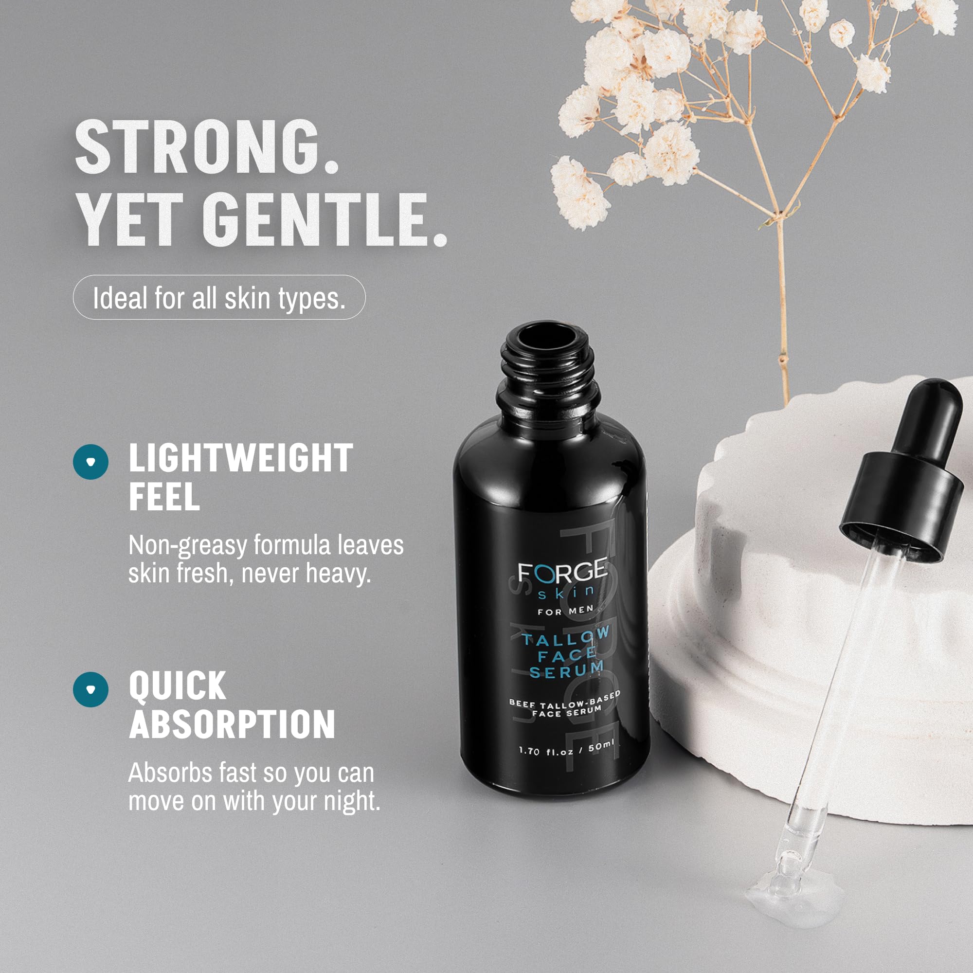 FORGE SKIN Sérum nocturne graisse Wagyu : absorption rapide sans fini gras.