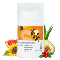 Envase de Forgotten Skincare crema axilas original, listo para uso diario suave.