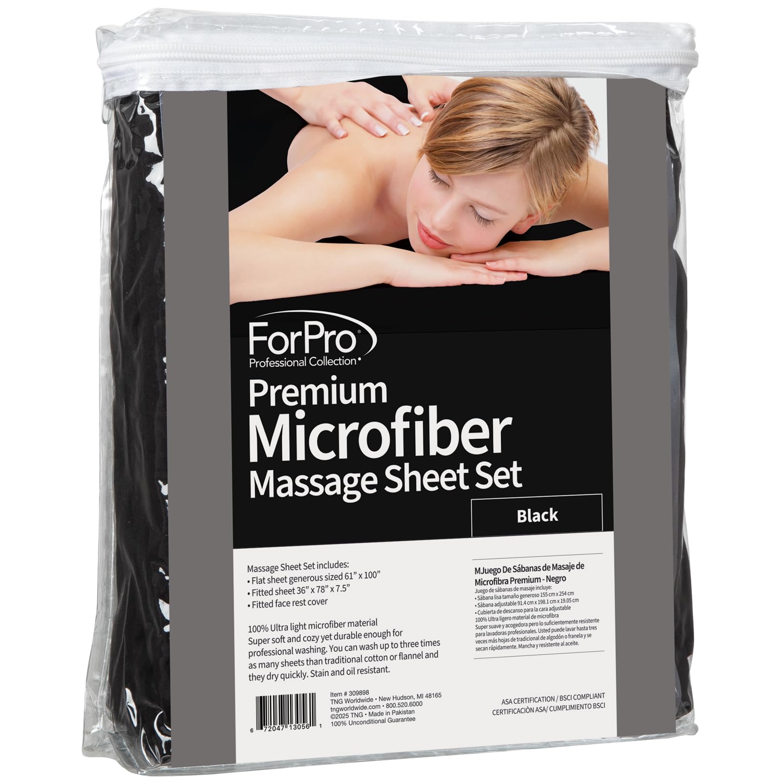 ForPro Professional Collection funda rostro masaje negra, higiene en sesiones continuas