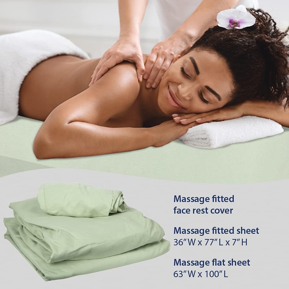 ForPro Colección Profesional: juego de 3 piezas en salvia, ideal para mantener área de masaje limpia.