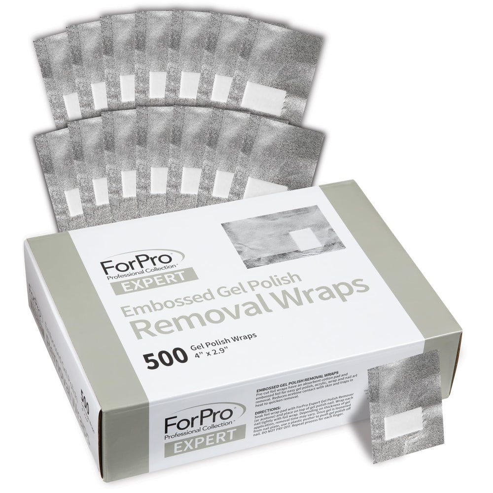 ForPro envolturas con relieve y algodón integrado para retirar esmalte en gel