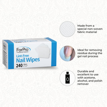 Toallas ForPro Professional Collection para retirar esmalte con delicadeza.