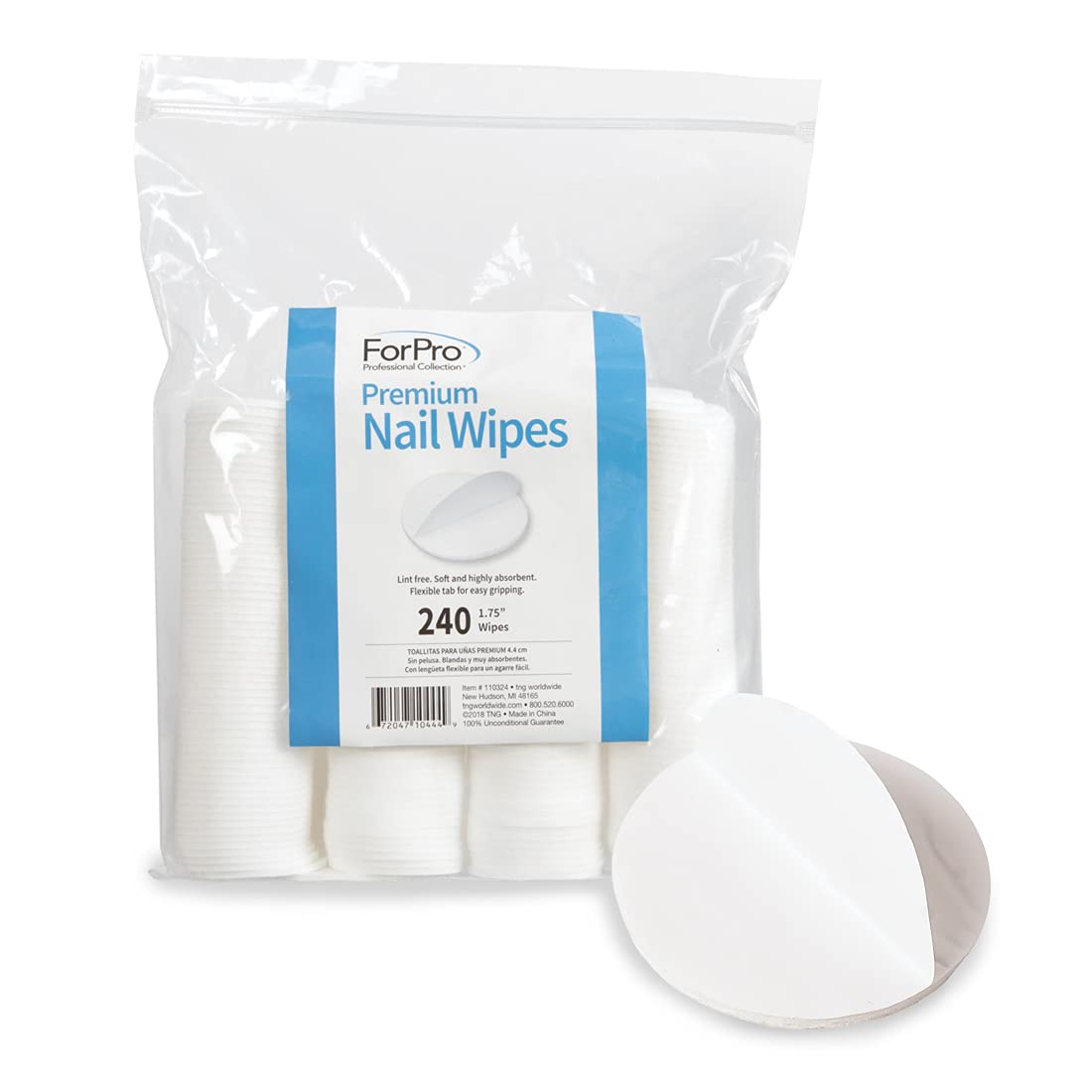 ForPro Professional Collection Premium Nail Wipes, empaque sin pelusa para remover esmalte.
