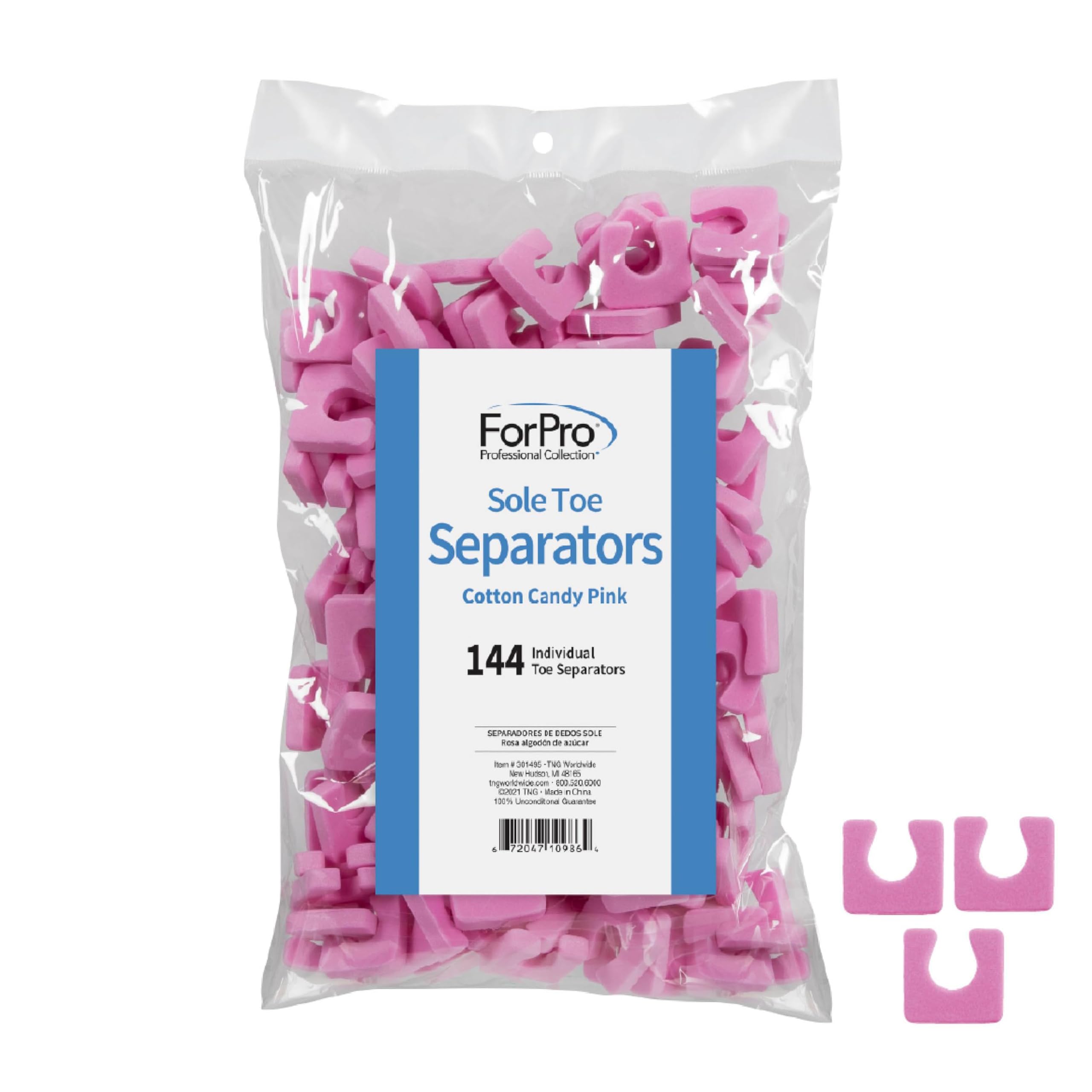 ForPro separador de dedos para pedicura, rosa algodón de azúcar, comodidad suave
