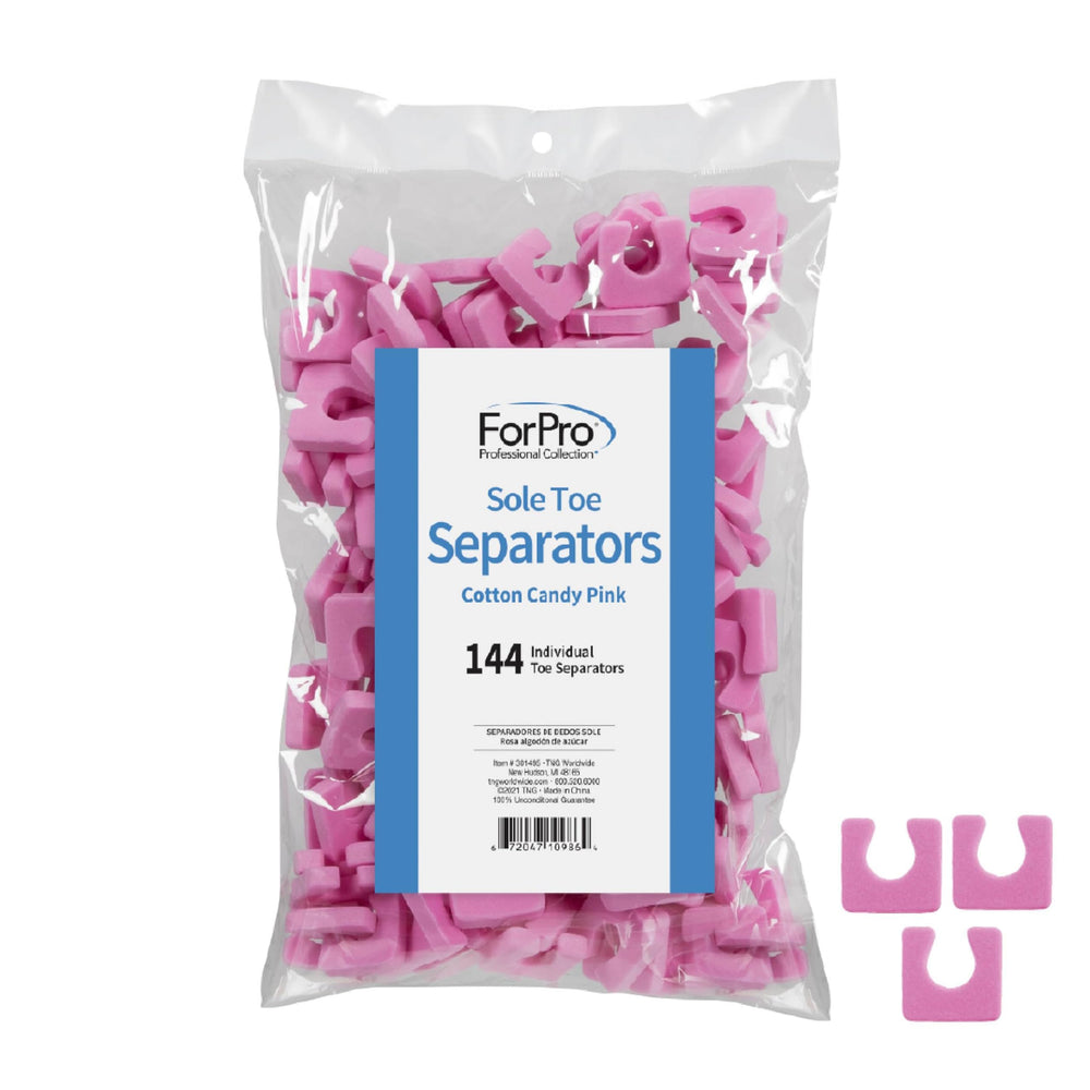 ForPro separador de dedos para pedicura, rosa algodón de azúcar, comodidad suave