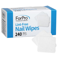 Toallas ForPro Professional Collection sin pelusa 2x2 para uñas, suaves y absorbentes.
