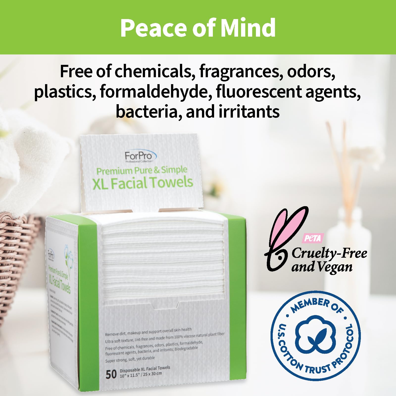 ForPro toalla facial sin pelusa, apta para lentes de contacto