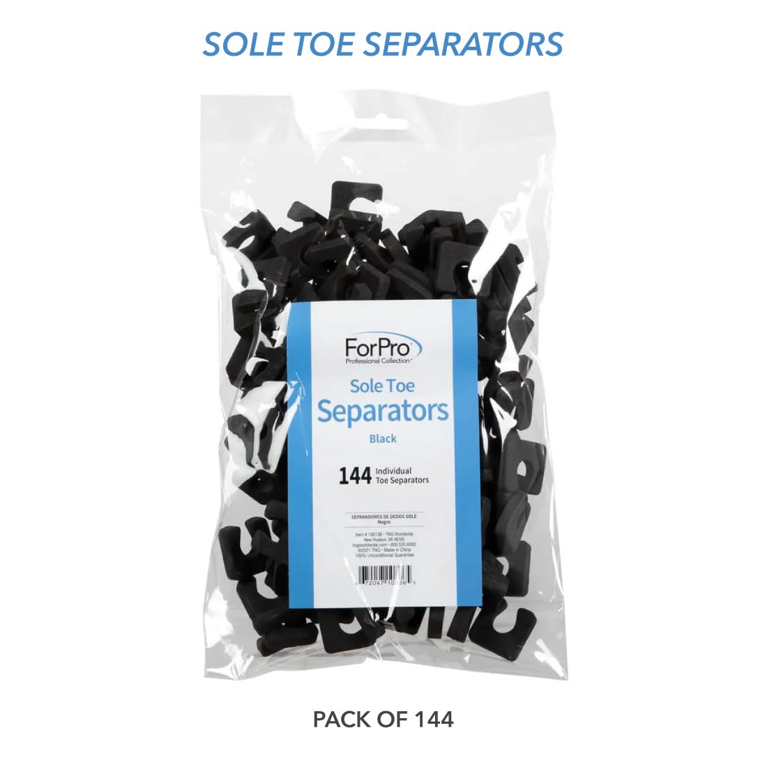 ForPro Separadores de dedos Sole negros, diseño lujoso para spa en casa