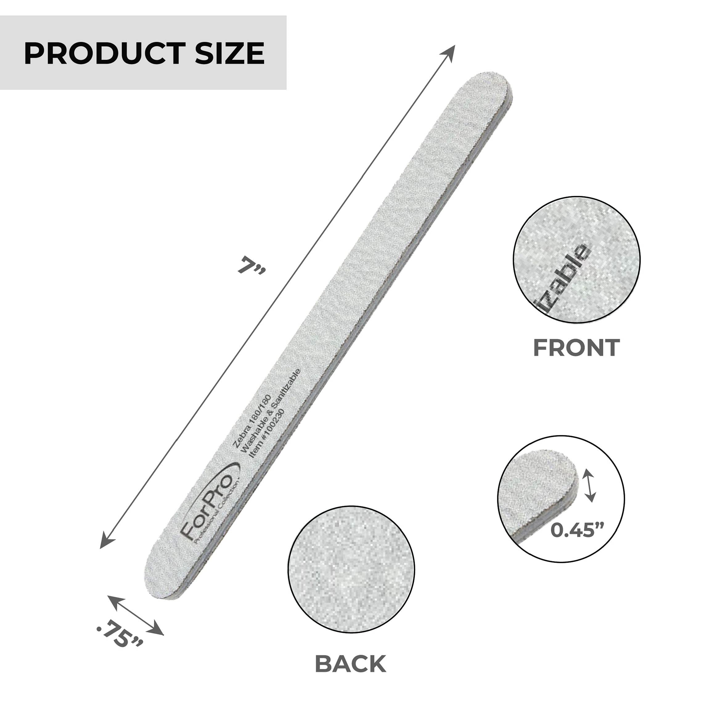 ForPro Zebra Nail File de dos caras para dar forma a las uñas.