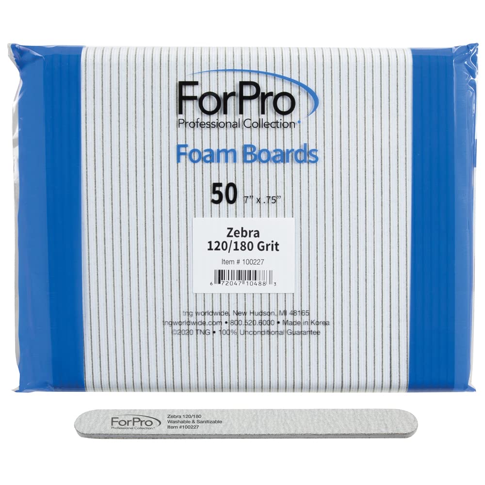ForPro Zebra Tablero de Espuma, lado 120 grano, limado preciso para uñas naturales