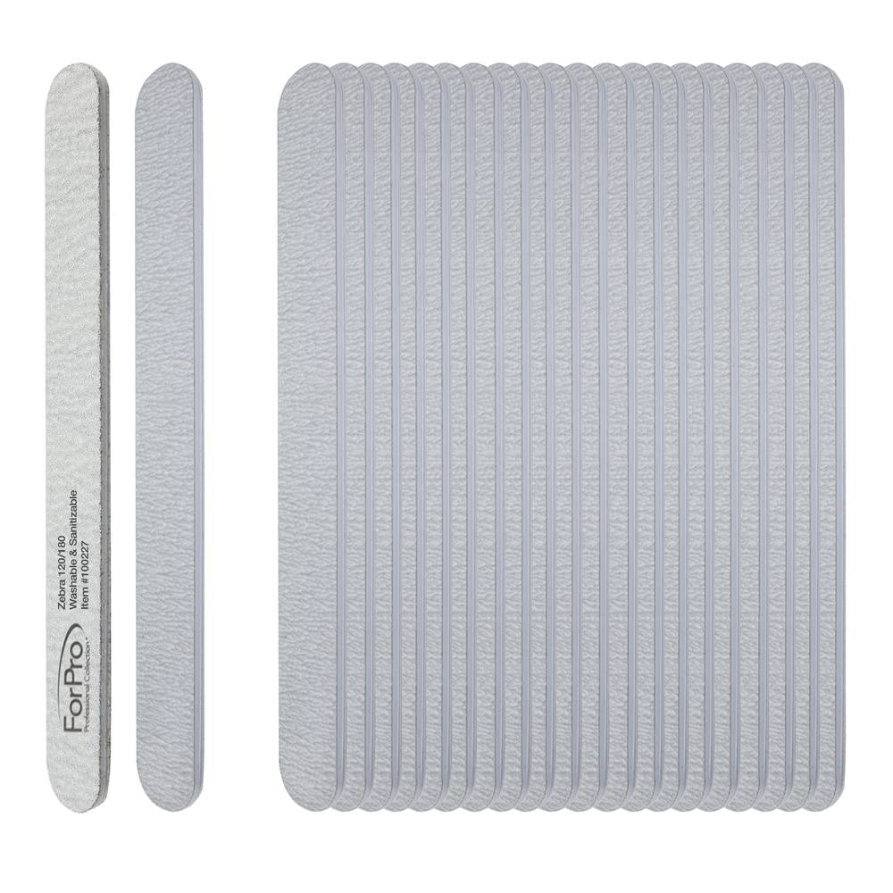 ForPro Zebra Tablero de Espuma, lado 180 grano, suavidad al remodelar uñas acrílicas