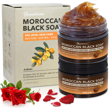 Forvirness Jabon Negro Marroquí con Argán y Rosa: textura cremosa para piel suave.