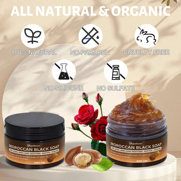 Forvirness Jabon Negro Marroquí: ingredientes naturales para limpiar y nutrir piel.
