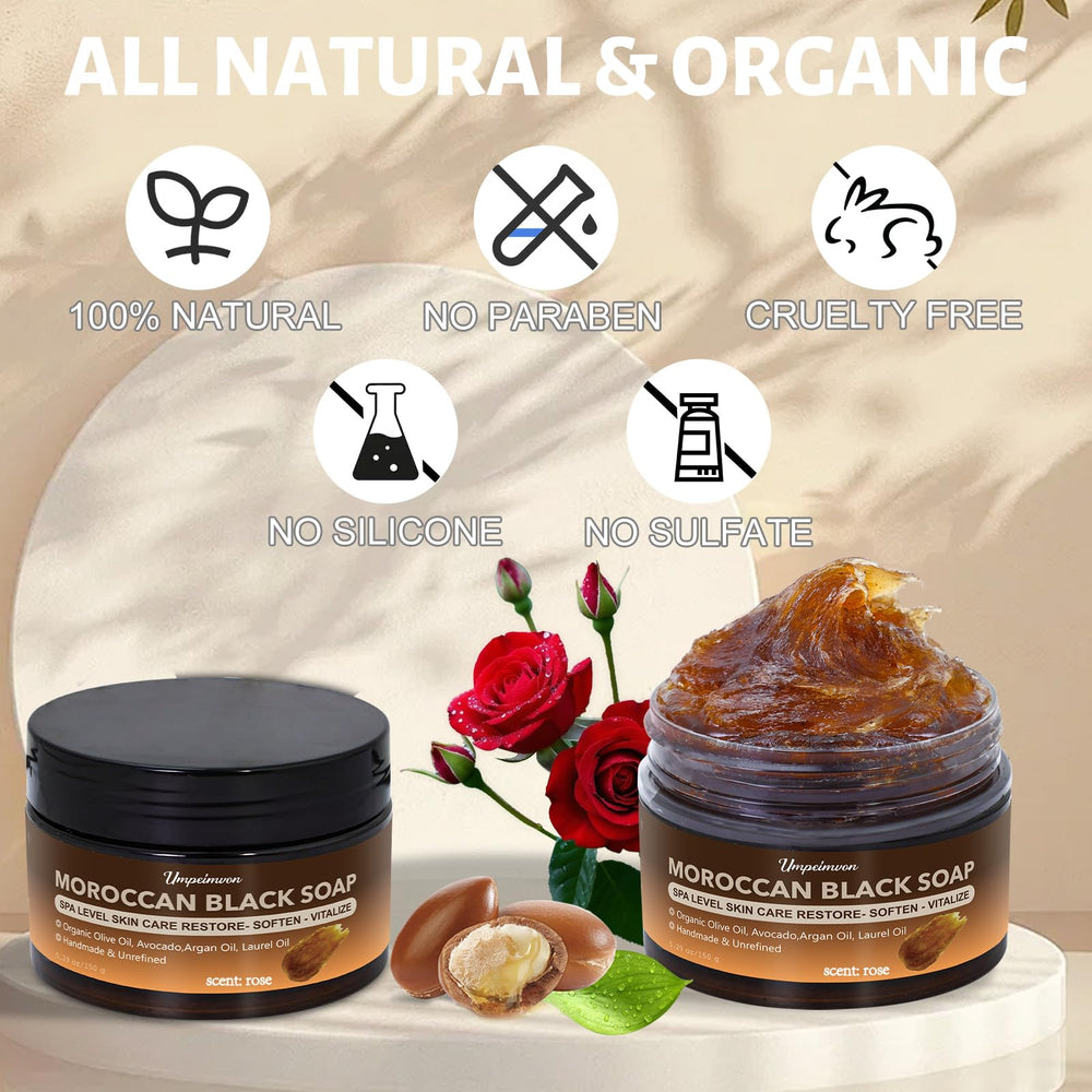 Forvirness Jabon Negro Marroquí: ingredientes naturales para limpiar y nutrir piel.