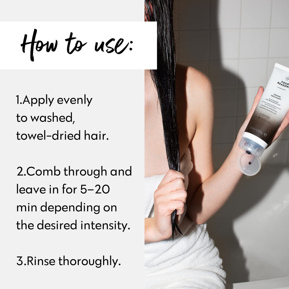 Cabello con tono café profundo tras usar Color Mask Coffee.