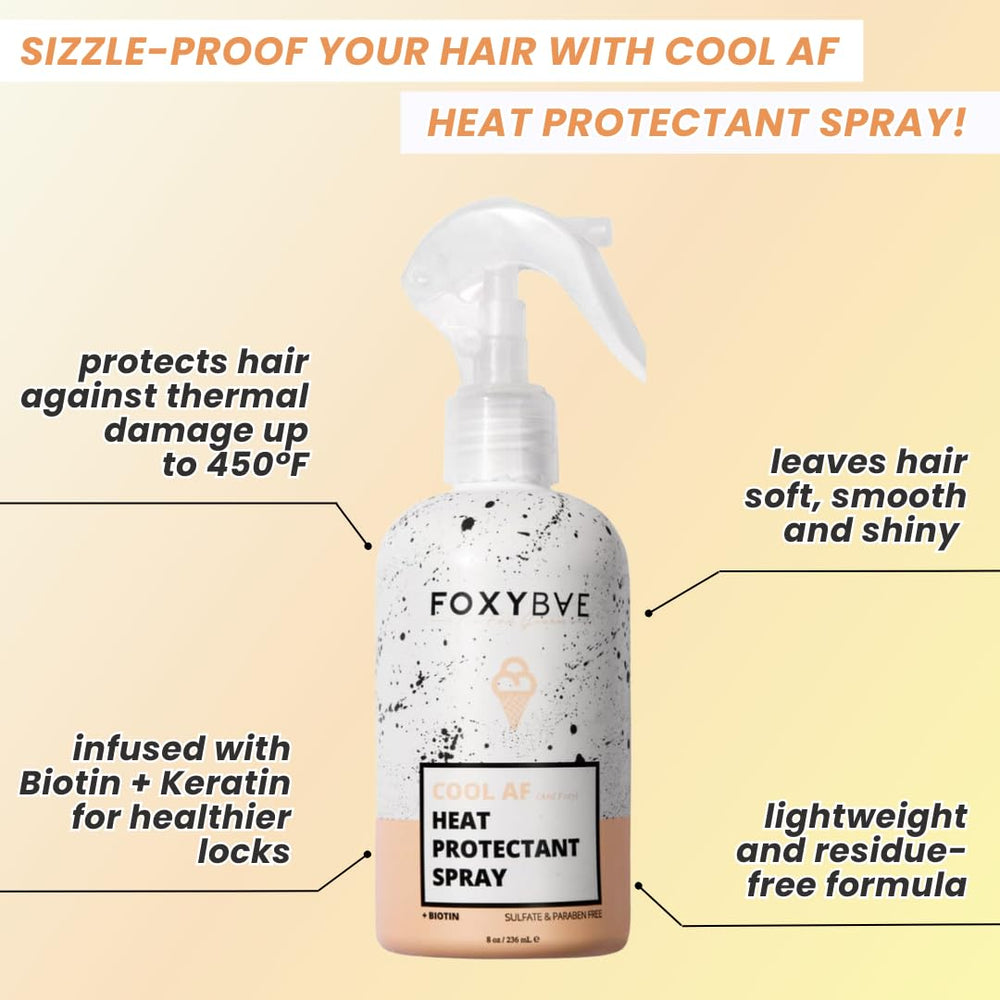 FoxyBae spray protector calor: aplicación rápida para peinar sin encrespamiento.