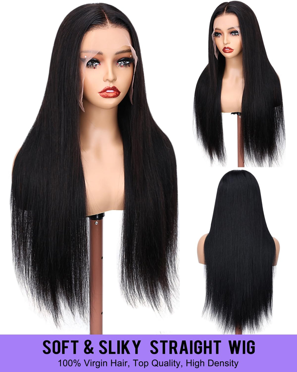Foypot lace front wig supports middle or free part styling.