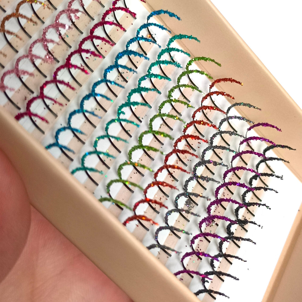 FQNing espigas brillantes 0-20mm para personalizar estilo de pestañas.