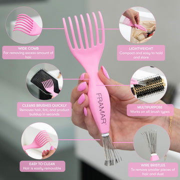 FRAMAR diseño doble para cepillos rosa facilita la limpieza rápida