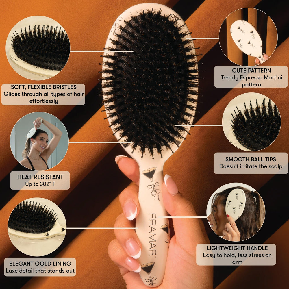 Framar cepillo de jabali suave para brillo natural y peinados lisos