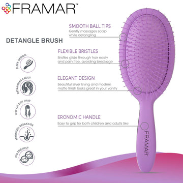 Framar cepillo desenredante para cabello húmedo; peinado cómodo y sin tirones