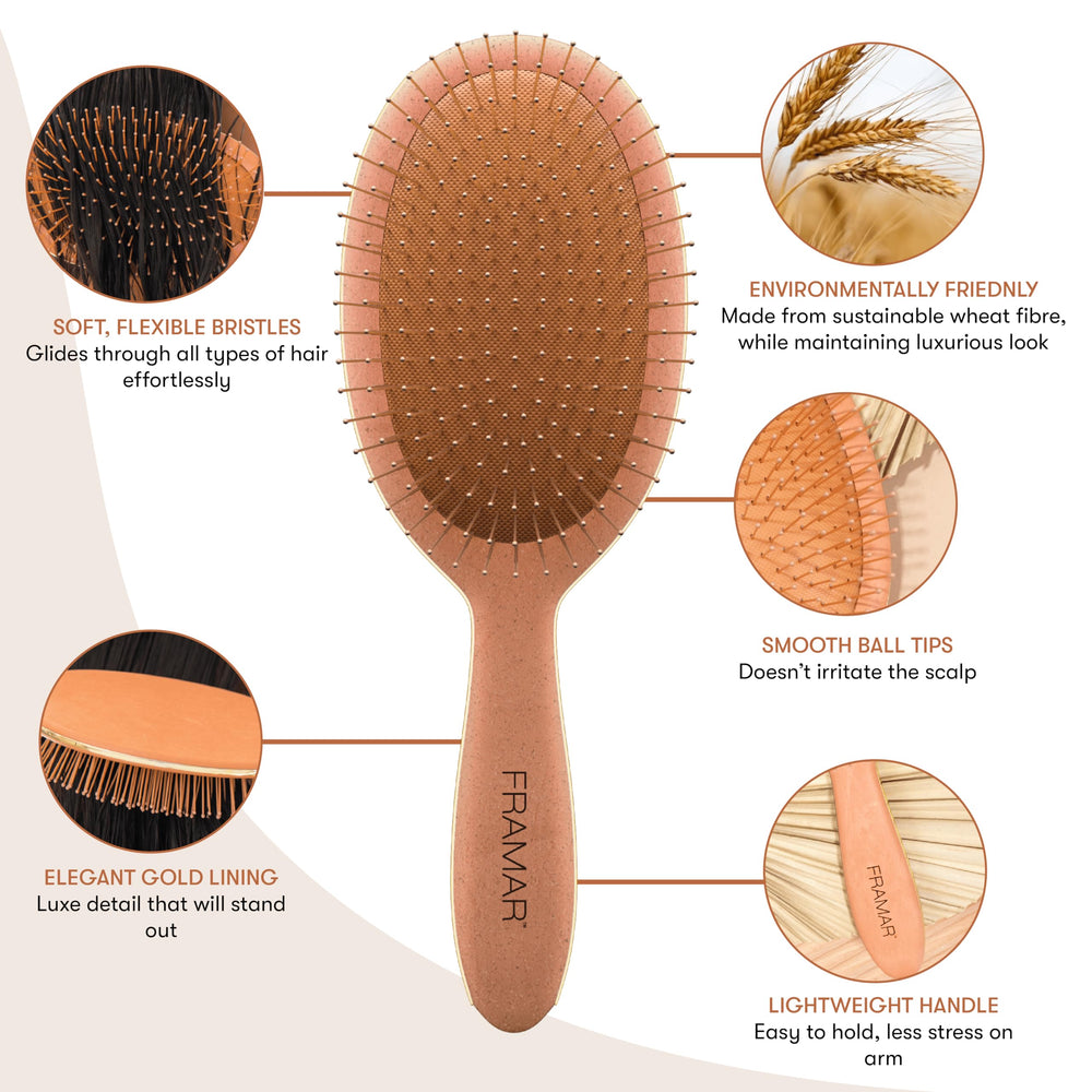 FRAMAR cepillo con mango ergonómico para un agarre cómodo durante el peinado.