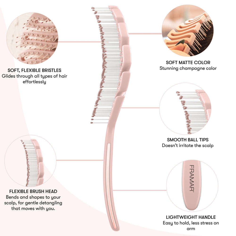 Framar cepillo para volumen rosa, eleva las raíces durante el secado.