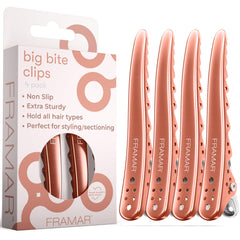 Framar clip de pelo rosa profesional 4-pack, agarre seguro para secciones