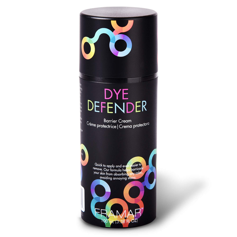 Framar Dye Defender crea una barrera protectora para piel y evita manchas durante el teñido.